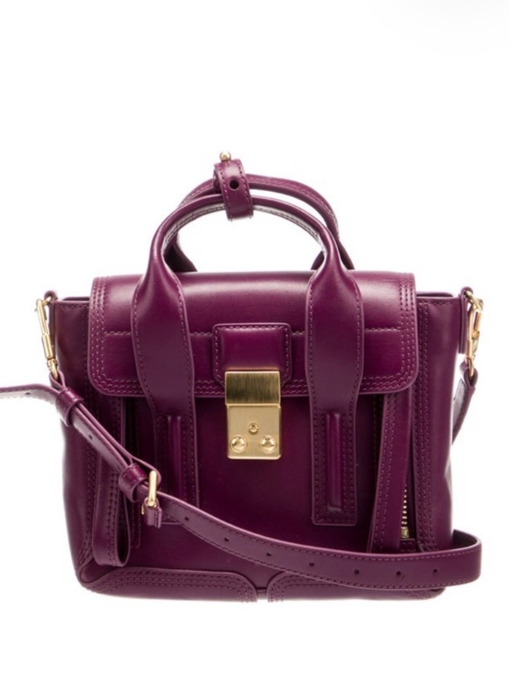 3.1 Phillip Lim Plum Leather Satchel with Gold Hardware